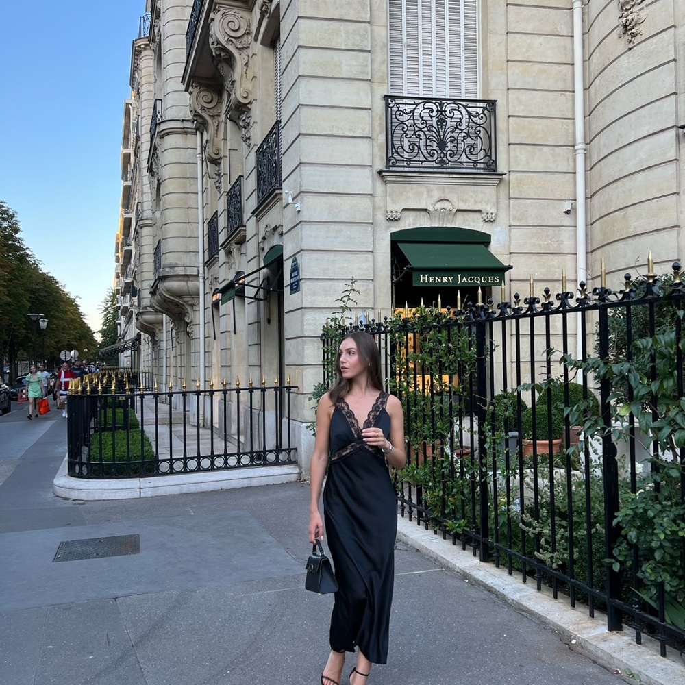 Abercrombie & Fitch Black Lace and Satin Slip Dress